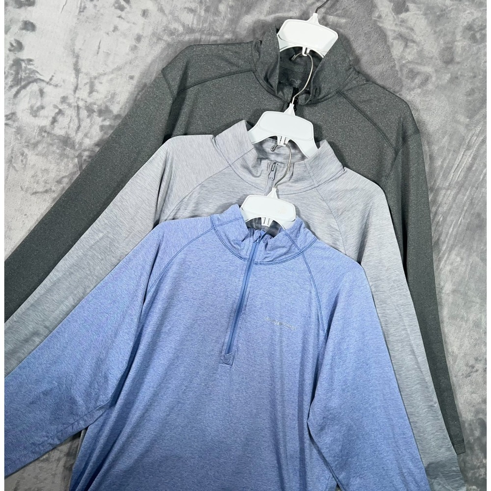 Vineyard Vines Performance 1/4‎ Zip Shirt Mens Large Lot Bundle 3 Blue Gray